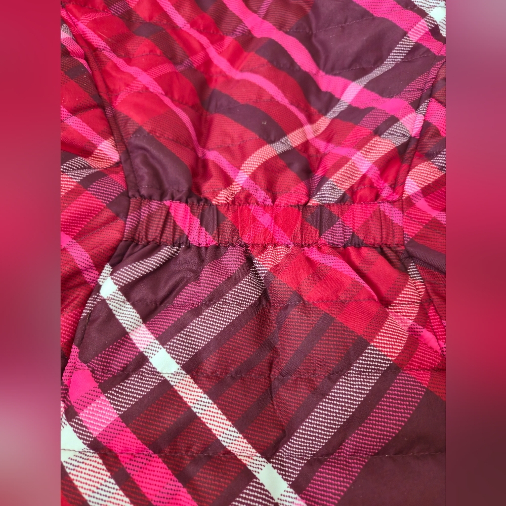 Chico's Red and Pink Vest with Removable Black Faux Fur Collar - Picture 7 of 10